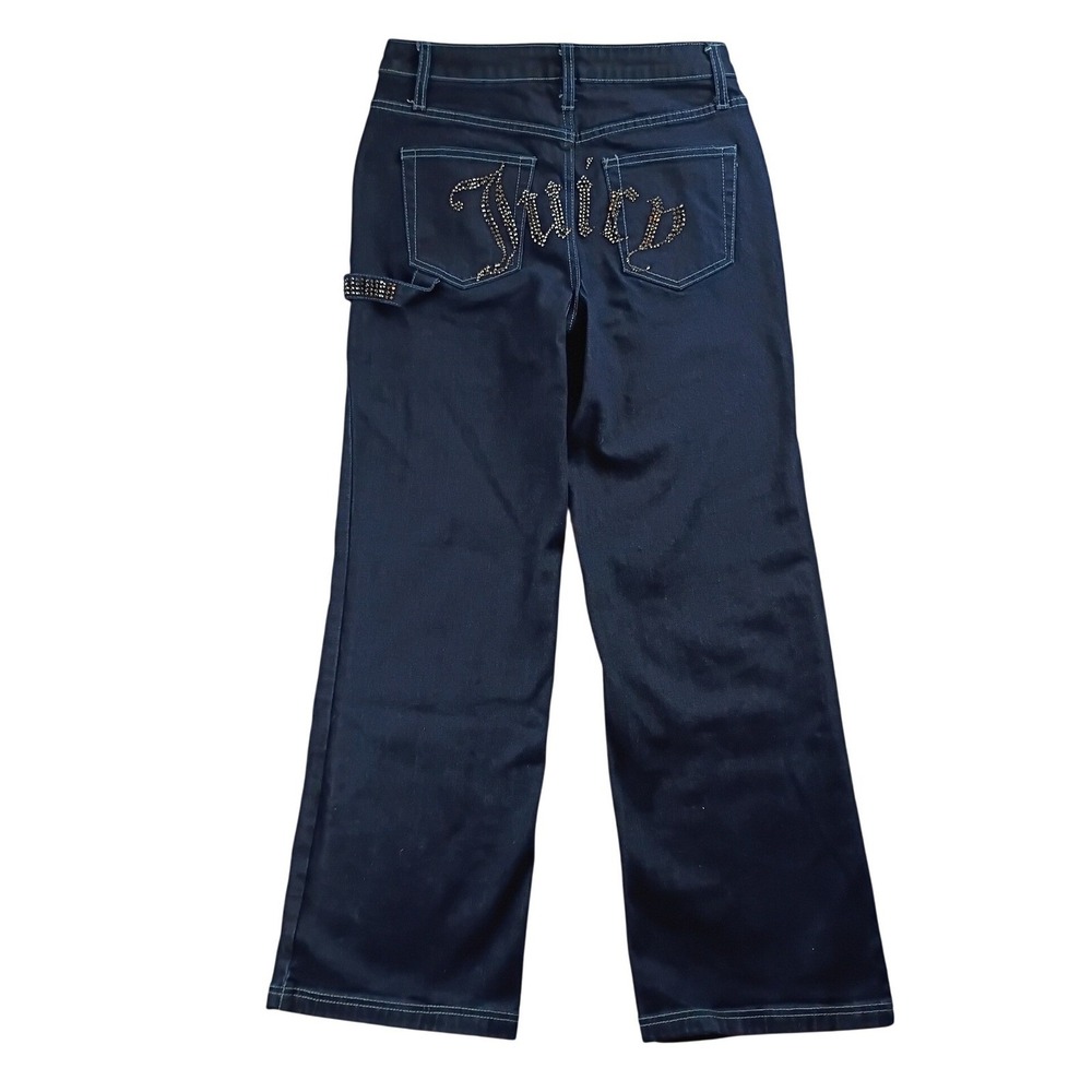 Juicy‎ Couture Carpenter Jeans Women 5 29X31 Dark Wash Rhinestone Logo Wide Leg